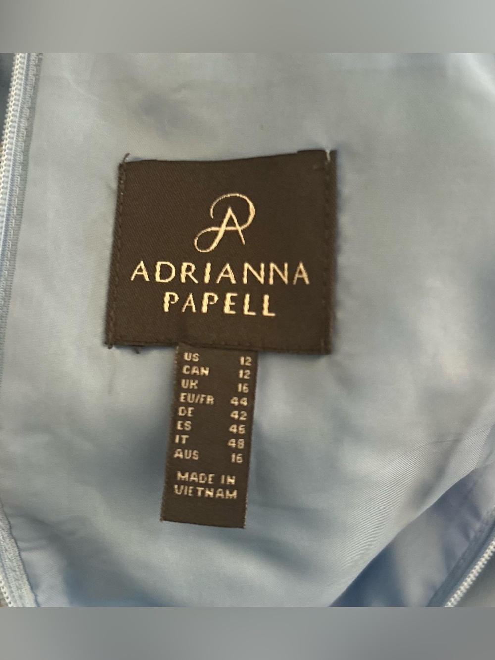 Adrianna Papell Light Blue Floral Appliqué Illusion Neck Midi Dress - Picture 12 of 13